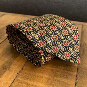 Paolo Designed by Paolo Gucci Mens 100% Silk Italian Black/Red/Gold Tie